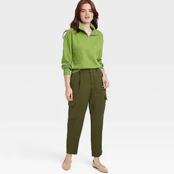 Women's Quarter Zip Sweatshirt - A New Day Green XL - Picture 4 of 7